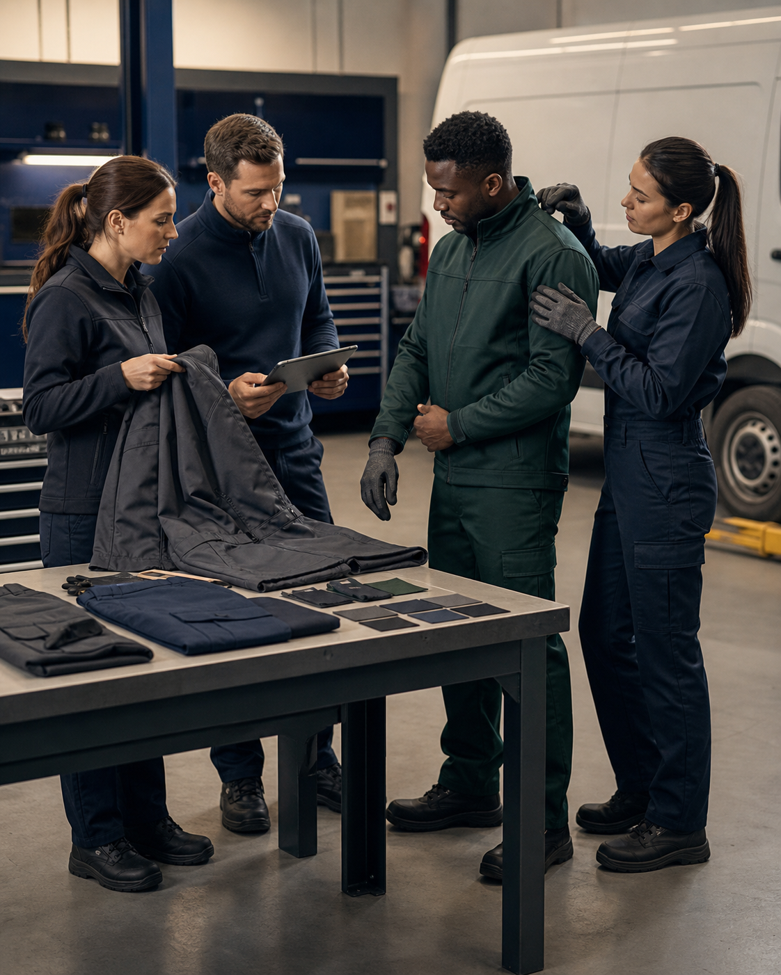 Illustrative automotive maintenance workwear environment