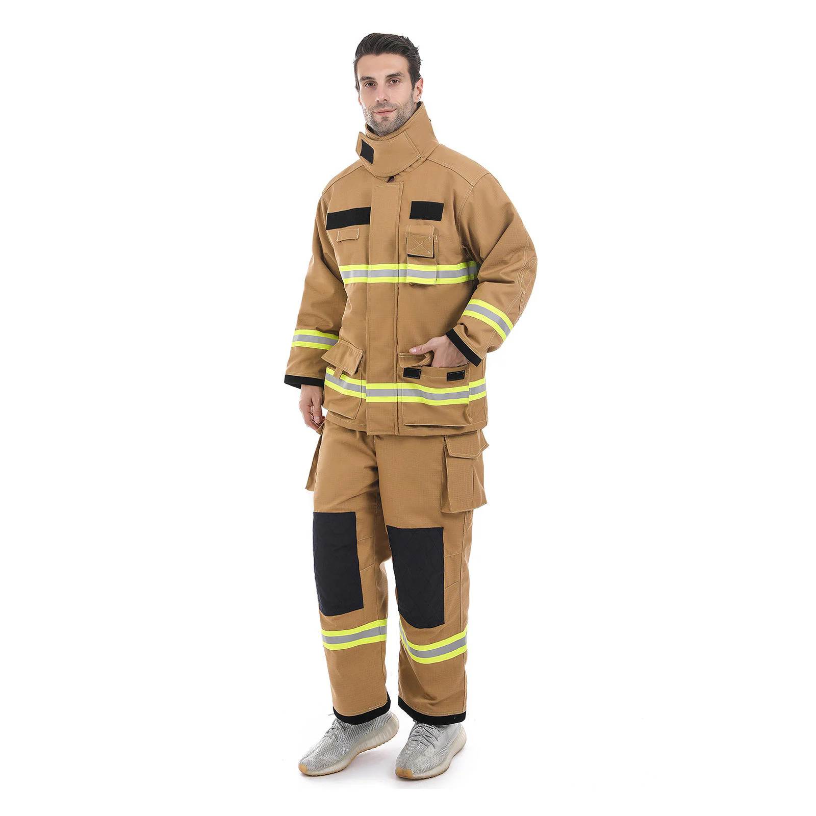 Direct Sales Khaki Color Firefighter Fighting Suit Protective Fire JT-HP-013