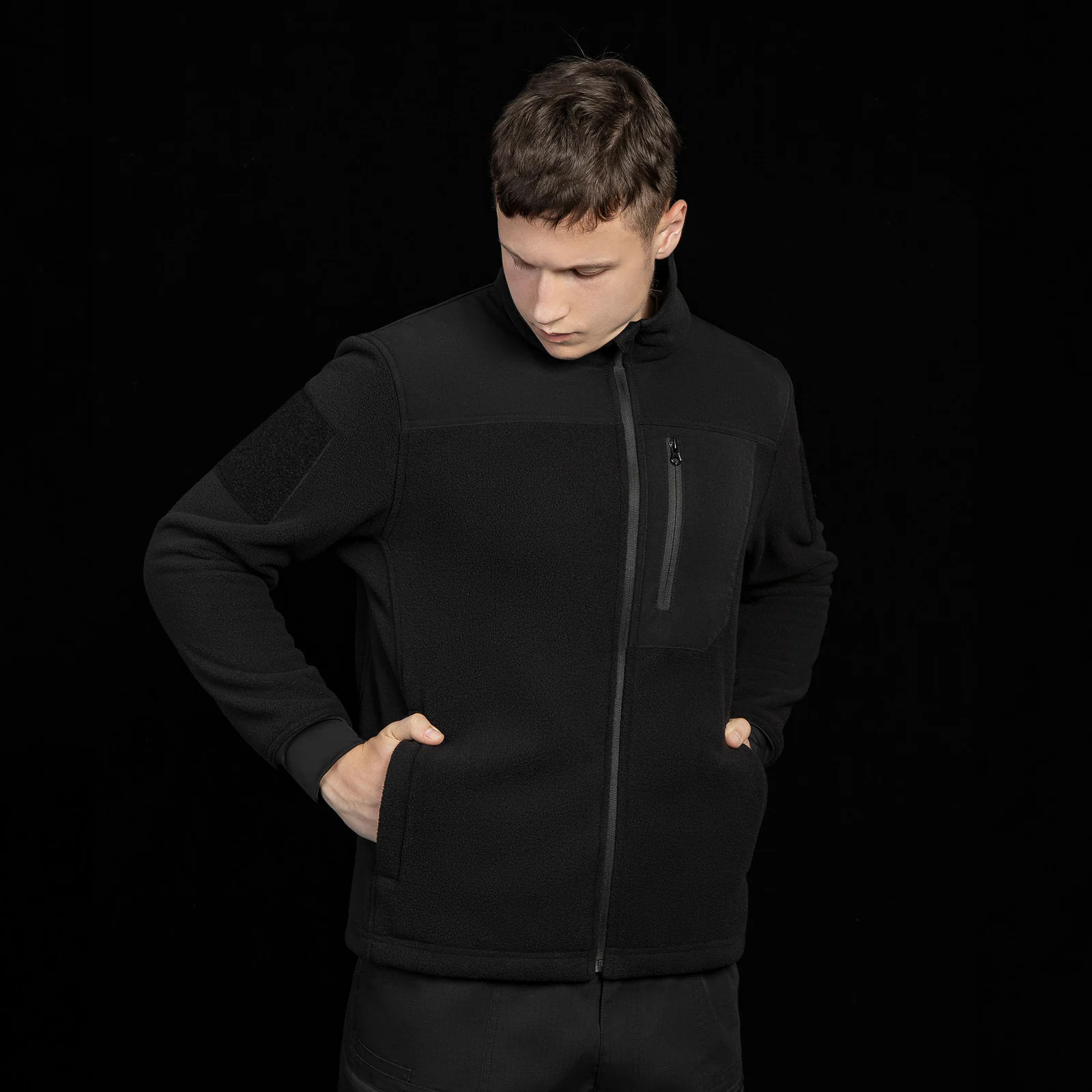 Black Polar Waterproof Windproof Breathable Canvas Fleece Hooded JT-JACKET-002