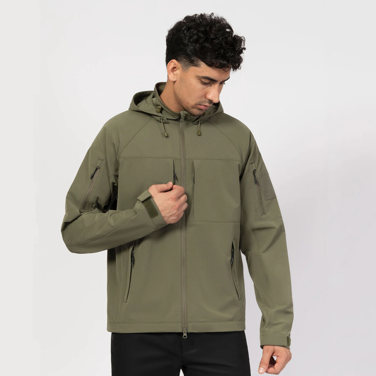 Men's Winter Casual Stand Collar Tactical Zipper Hooded Waterproof JT-JACKET-009