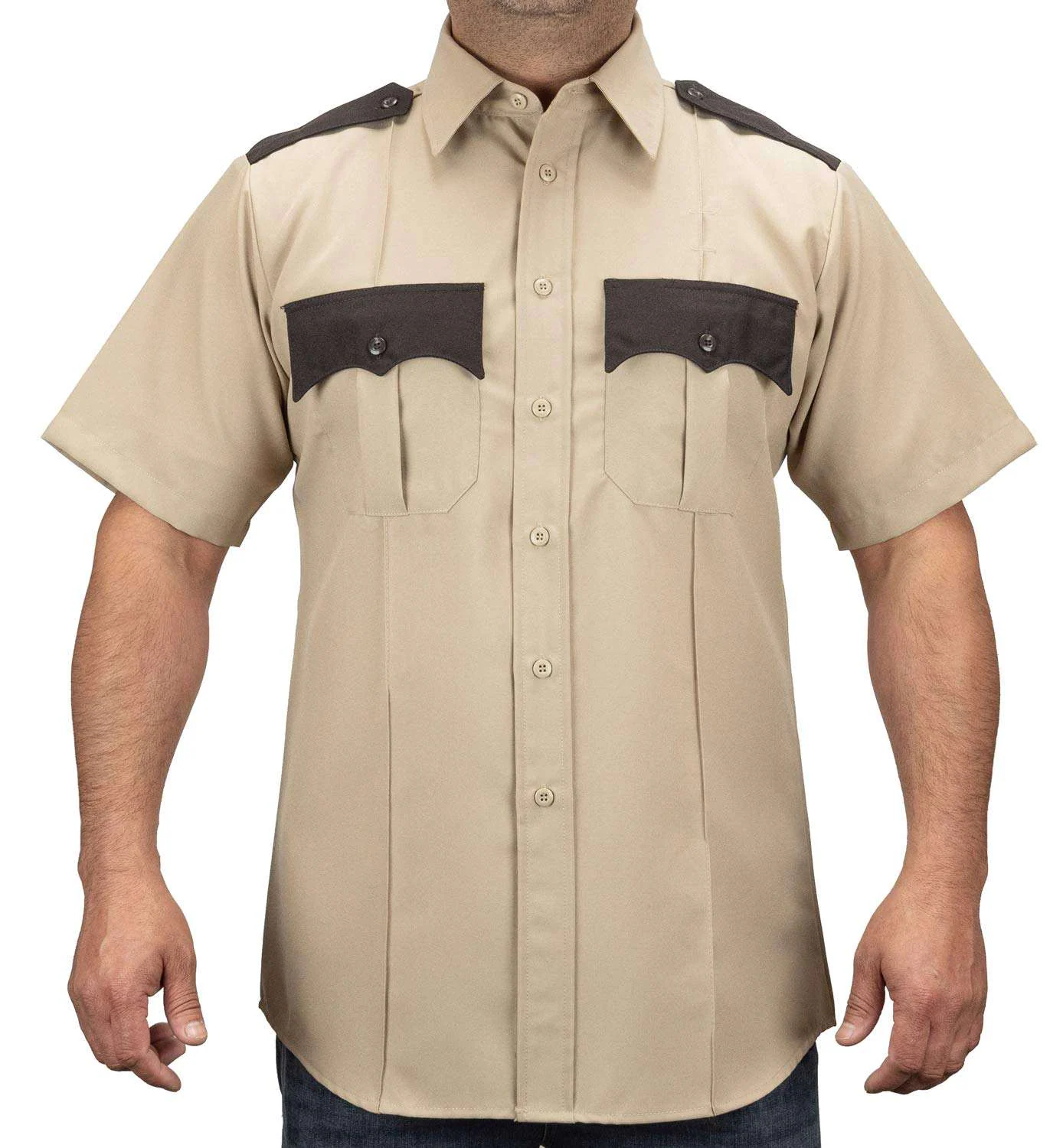 First Class 100% Polyester Two Tone Summer Guard Unisex Daily Duty Uniform Shirt