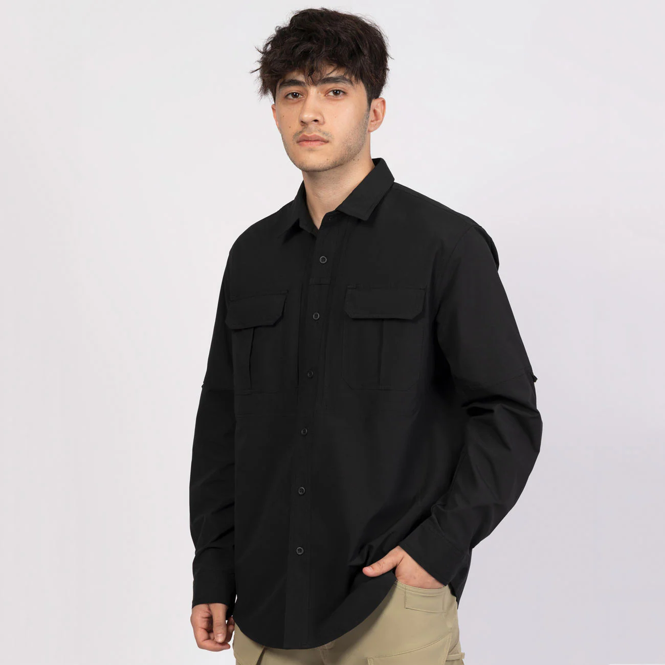 Lightweight Men's 100% Polyester Casual Stand Collar Breathable JT-SHIRT-005