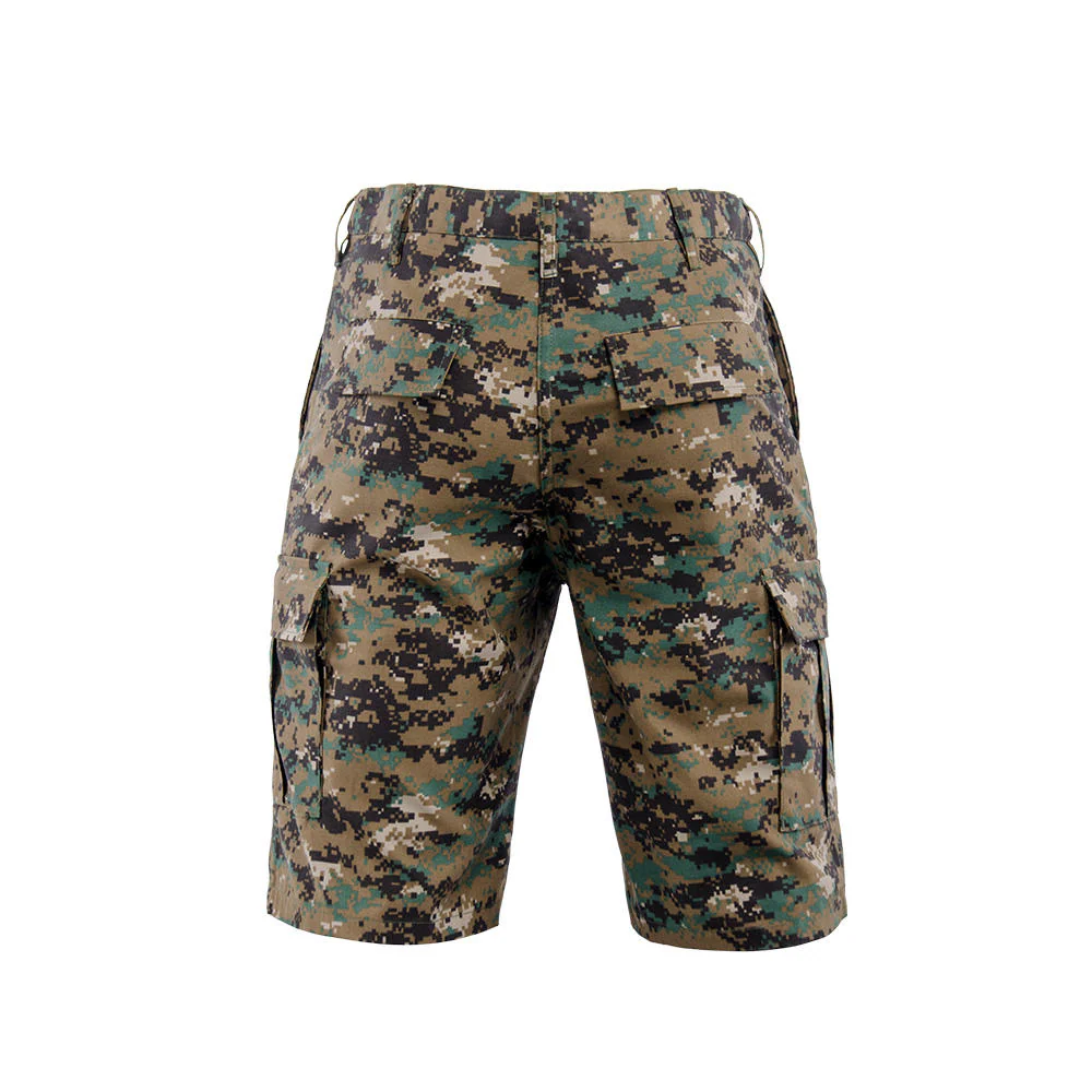 Summer Casual Woven Mid Rise Digital Jungle Camouflage Combat Cargo Shorts