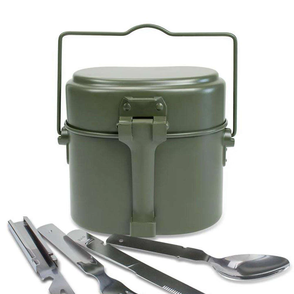 Lightweight 3-Piece Folding Aluminum Mess Kit WWII Style 1.5L Tableware JT-T-019