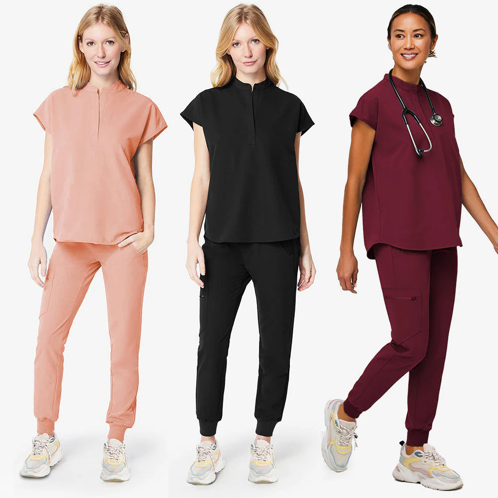 30Yrs Jinteng Mock Neck Medical Scrub Set Unisex Jogger Pants Athletic JT-WU-002